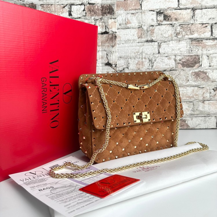 VALENTİNO GARAVANİ ROCKSTUD SÜET TABA